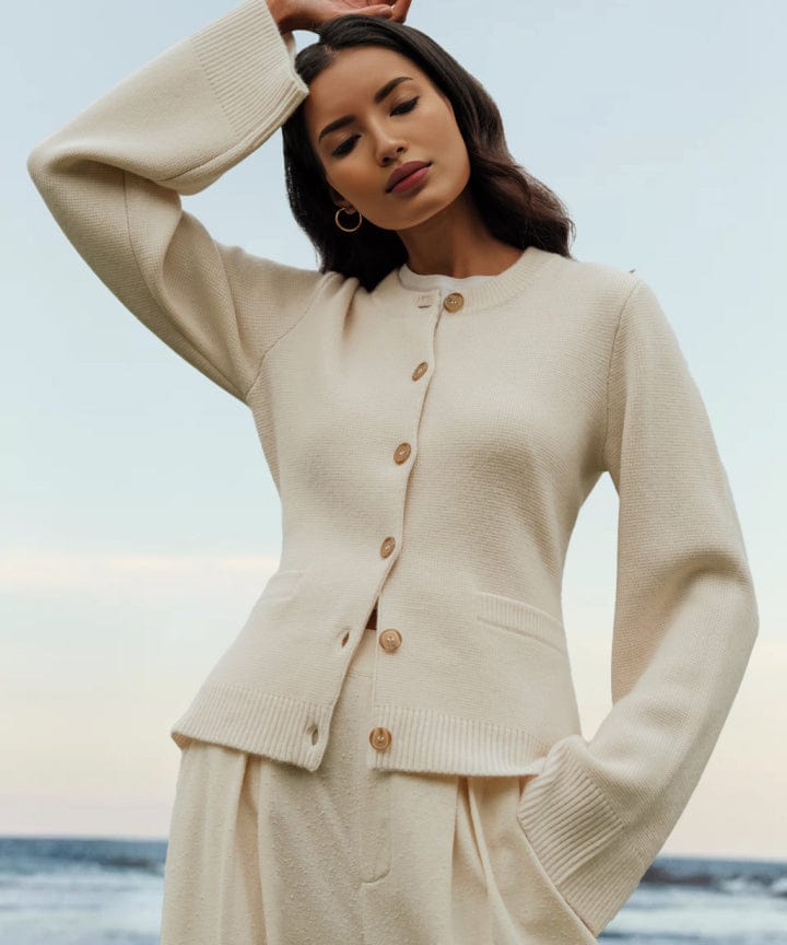 Lunaria Women Cardigan White / S Betsy Ultra Soft Cashmere Button Cardigan For Women