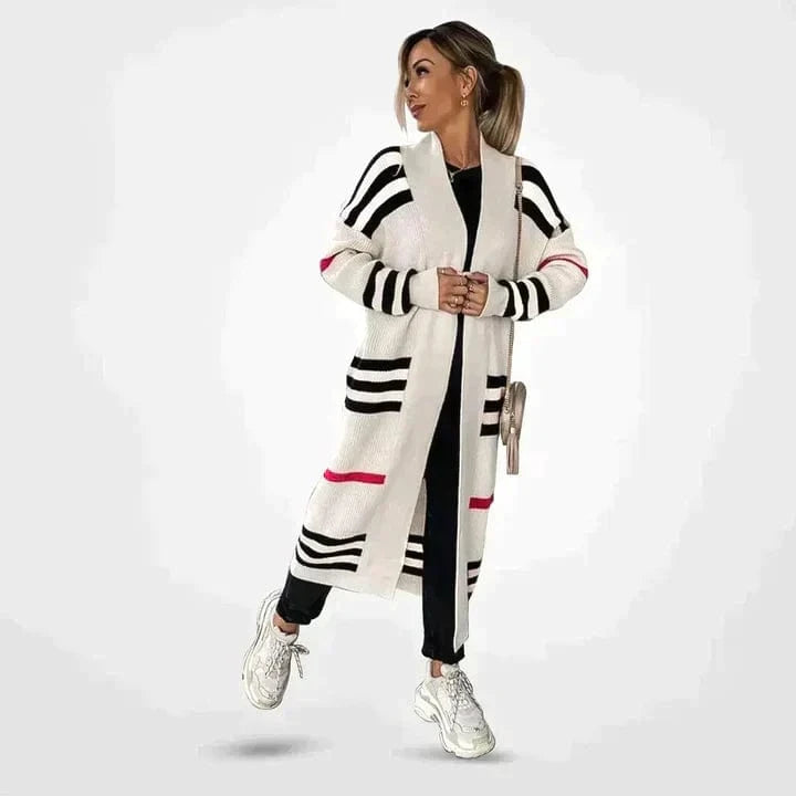 Lunaria Women Cardigan White / S Paisley Long Ribbed Cardigan