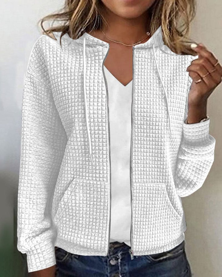 Lunaria Women Cardigan White / S Sofia Lightweight Hooded Zip Cardigan