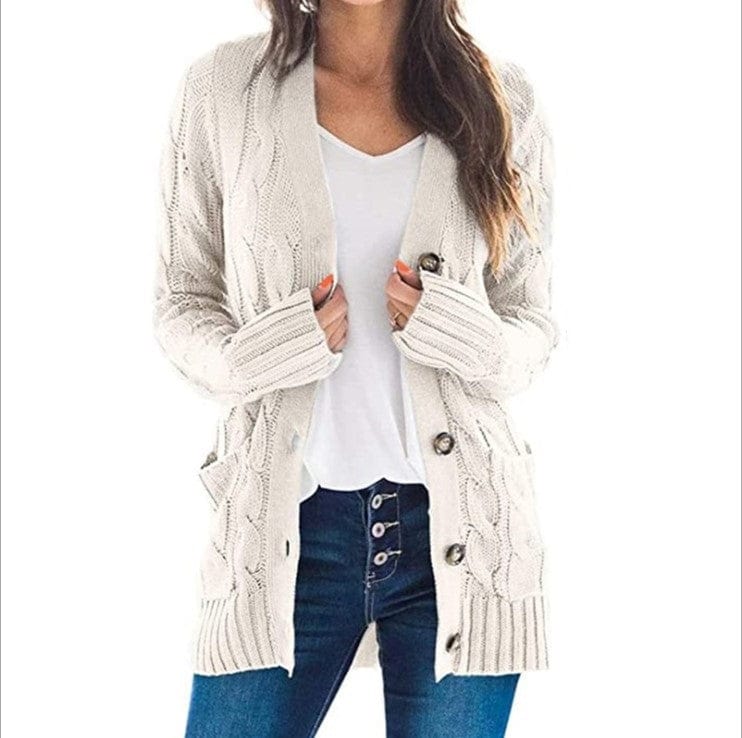 Lunaria Women Cardigan white / S Veronica Long Sleeve Women's Relaxed Knit Cardigan