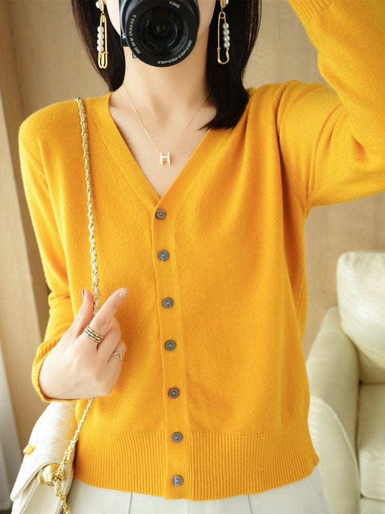 Lunaria Women Cardigan yellow / M Anna Lightweight V-Neck Cardigan For Women