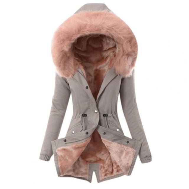 Lunaria Women Coat Beige / S Princess Faux Fur Lined Hooded Coat For Women