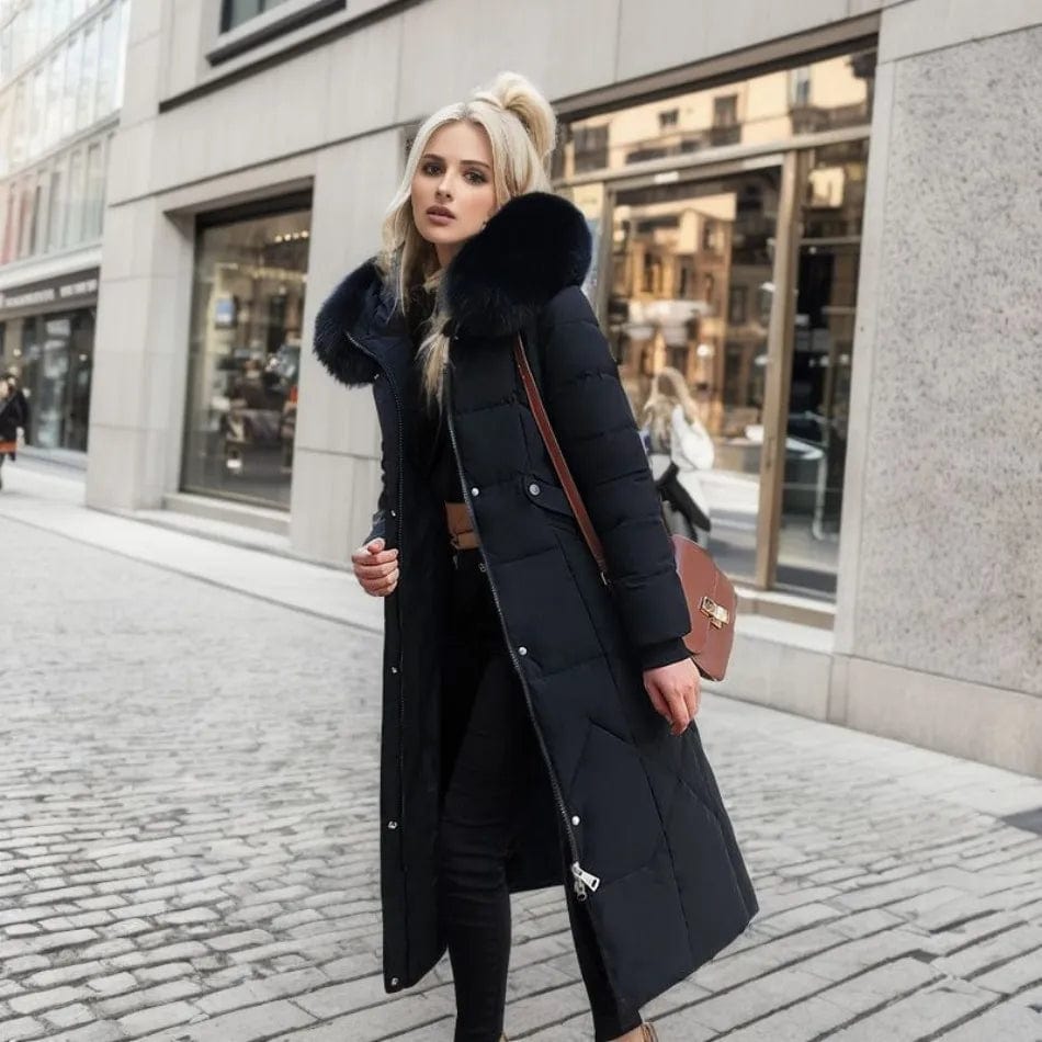 Lunaria Women Coat Black / M Christina Long Puffer Coat For Women
