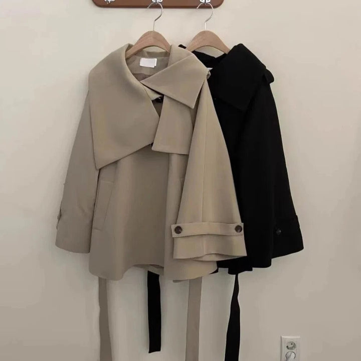 Lunaria Women Coat Black / One Size Maleah Belted Oversized Trench Jacket For Women