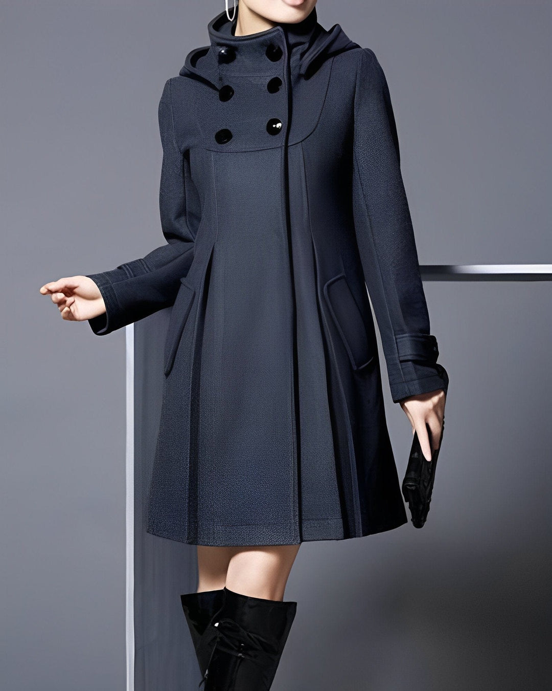 Lunaria Women Coat Black / S Belle Cozy Hooded A-Line Coat For Women