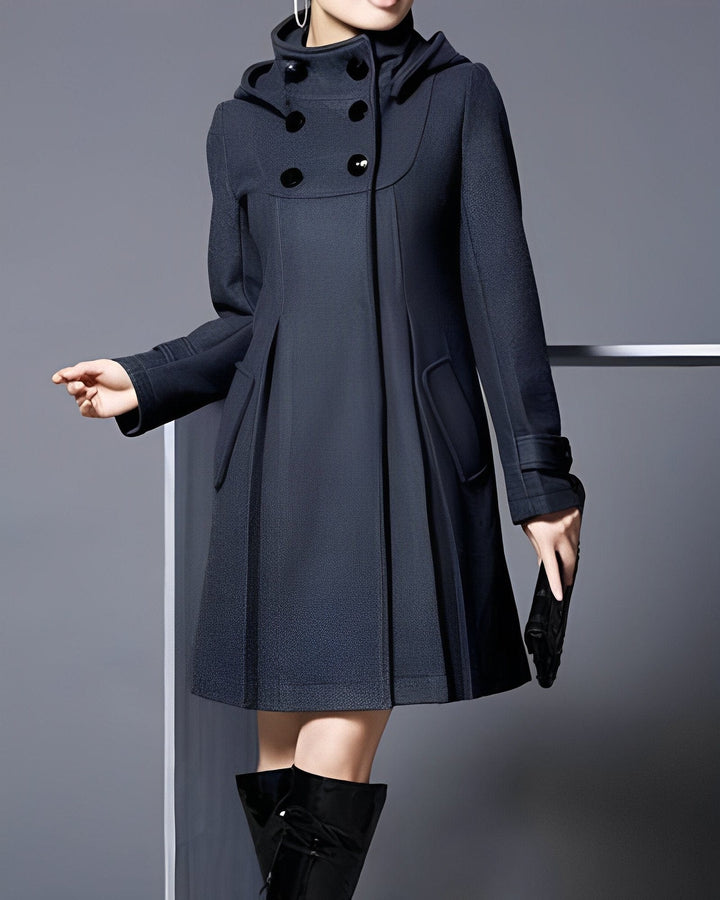 Lunaria Women Coat Black / S Belle Cozy Hooded A-Line Coat For Women