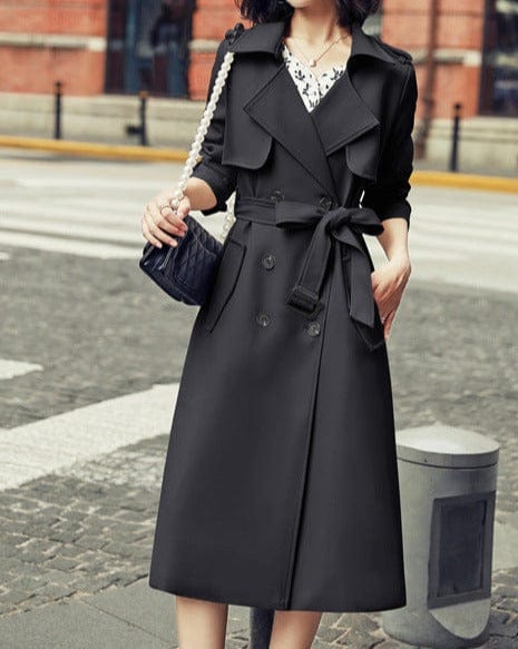 Lunaria Women Coat Black / S Dora Button Placket Coat for Women
