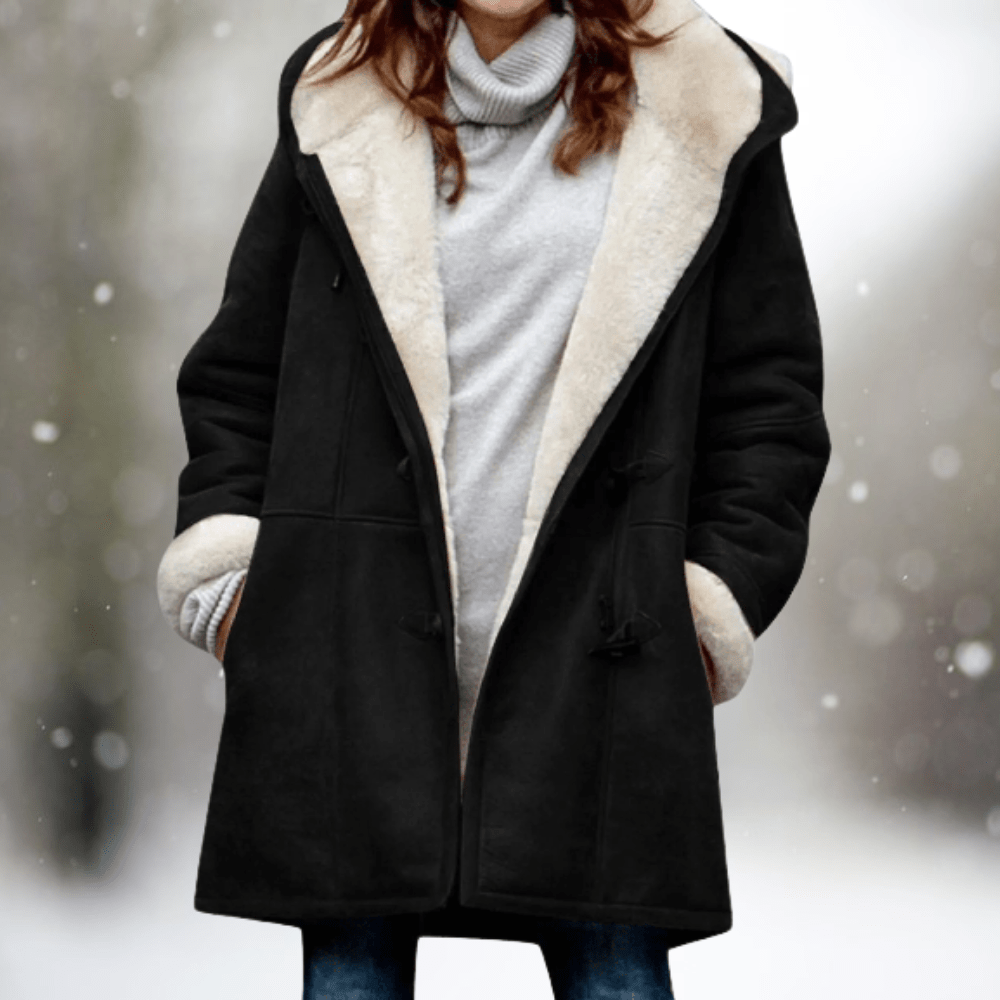 Lunaria Women Coat Black / S Nyra Faux Shearling Button-Front Coat