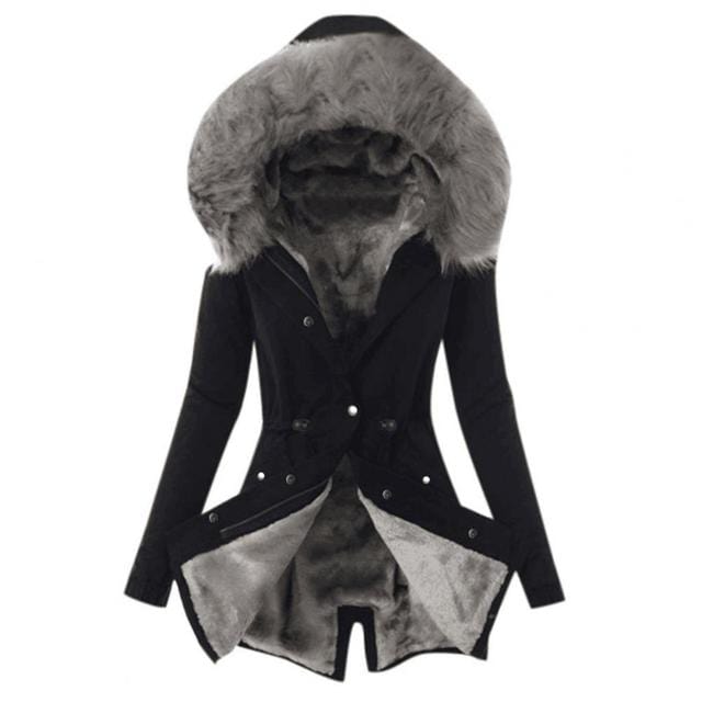 Lunaria Women Coat Black / S Princess Faux Fur Lined Hooded Coat For Women