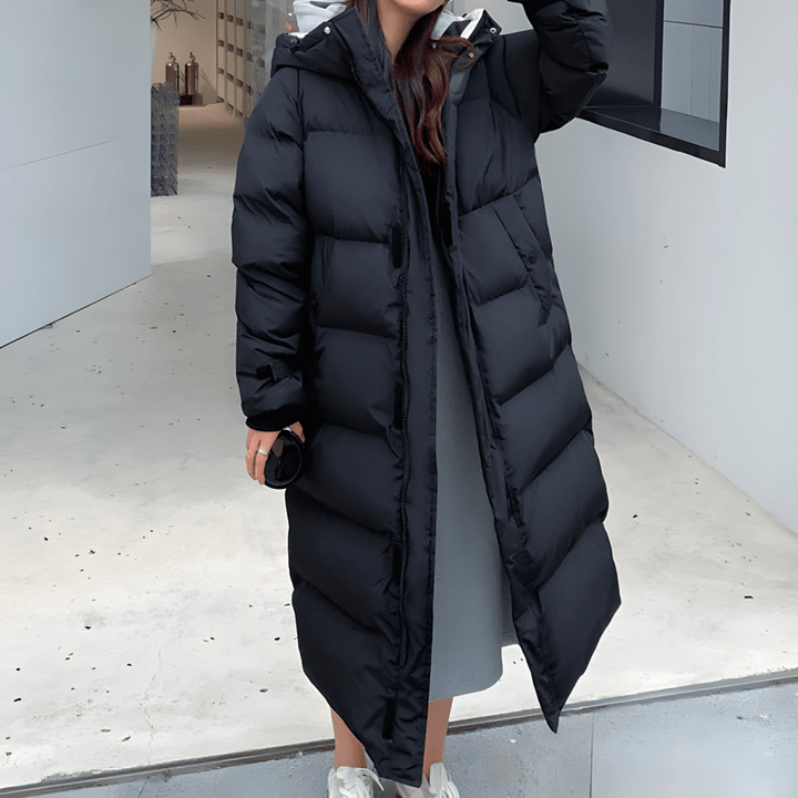 Lunaria Women Coat Black / S Tierney Long Puffer Coat With Insulated Design