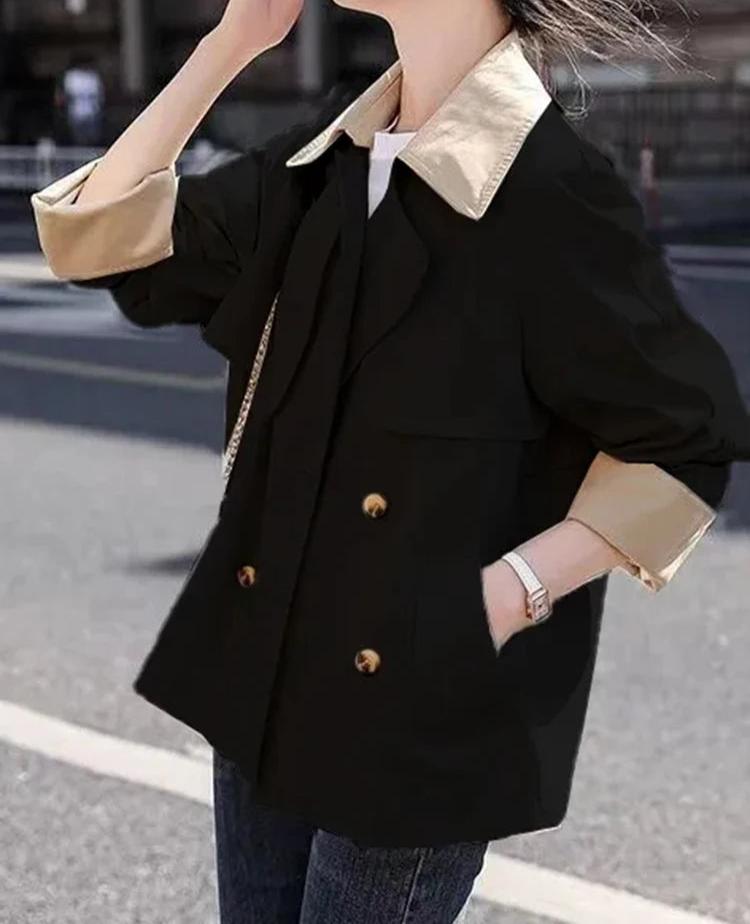 Lunaria Women Coat Black / XXS Paola Double-Breasted Trench Coat For Women