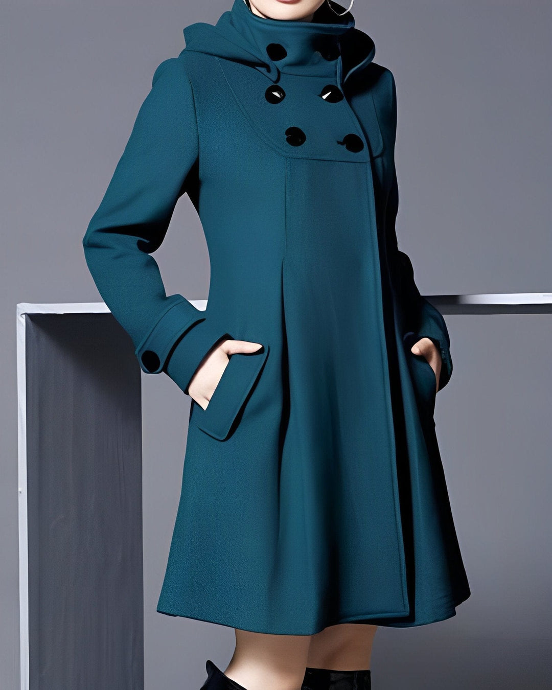 Lunaria Women Coat Dark Green / S Belle Cozy Hooded A-Line Coat For Women