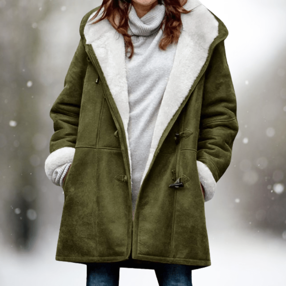 Lunaria Women Coat Green / S Nyra Faux Shearling Button-Front Coat