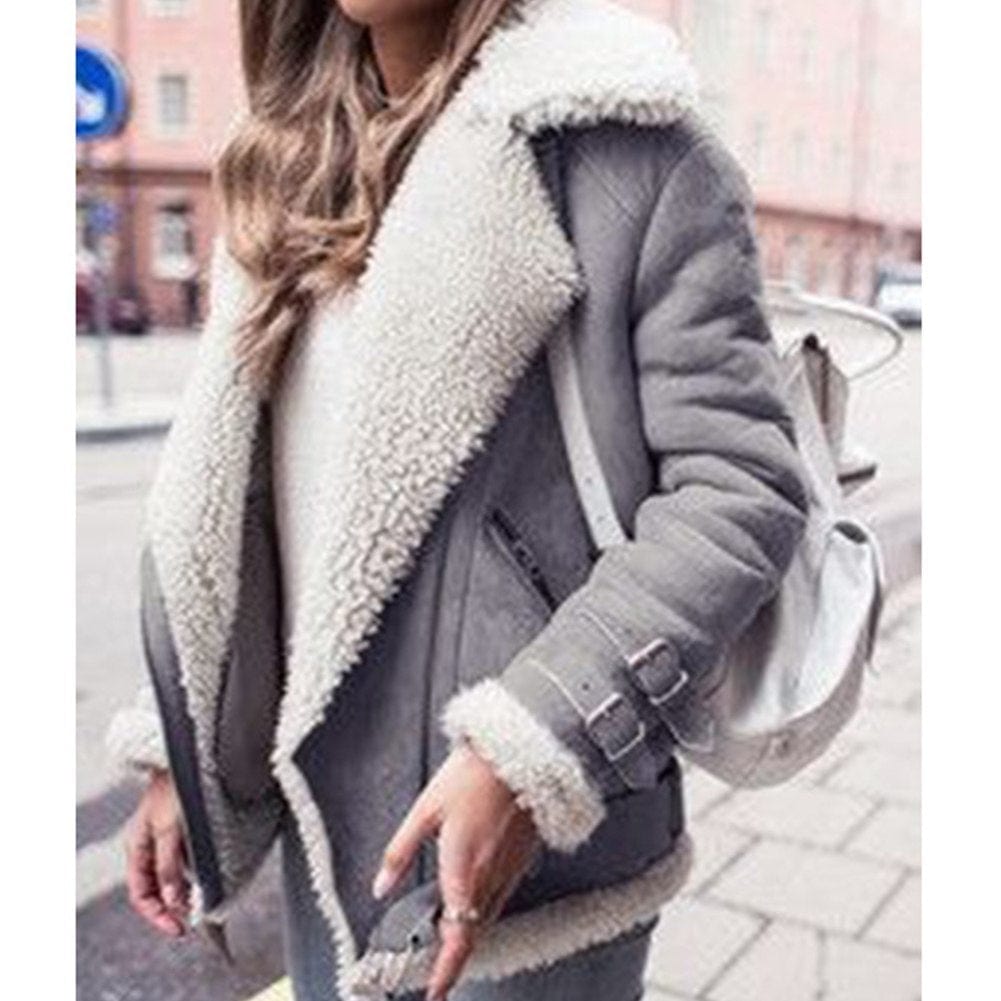 Lunaria Women Coat Grey / 2XL Kristen Fleece Lined Aviator Overcoat For Women
