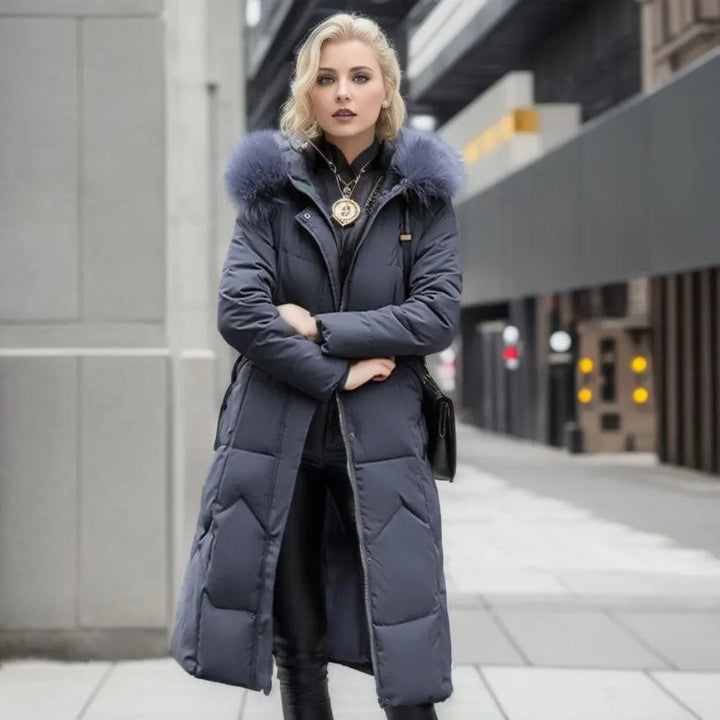 Lunaria Women Coat Grey / M Christina Long Puffer Coat For Women