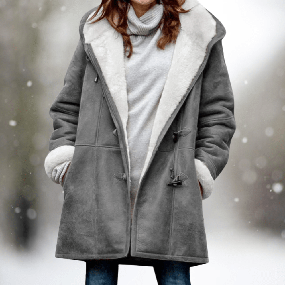 Lunaria Women Coat Grey / S Nyra Faux Shearling Button-Front Coat