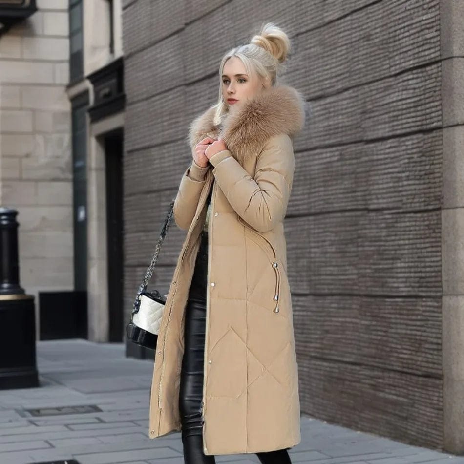 Lunaria Women Coat Khaki / M Christina Long Puffer Coat For Women