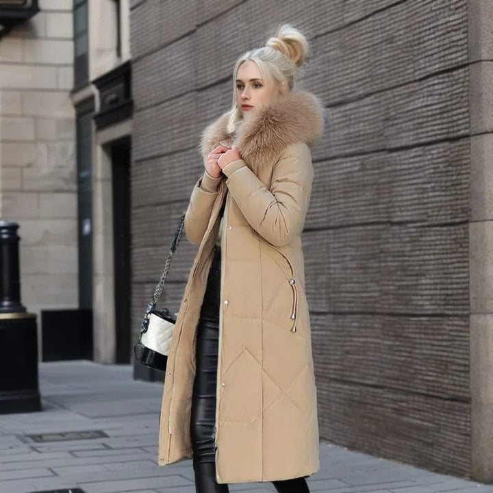 Lunaria Women Coat Khaki / M Christina Long Puffer Coat For Women