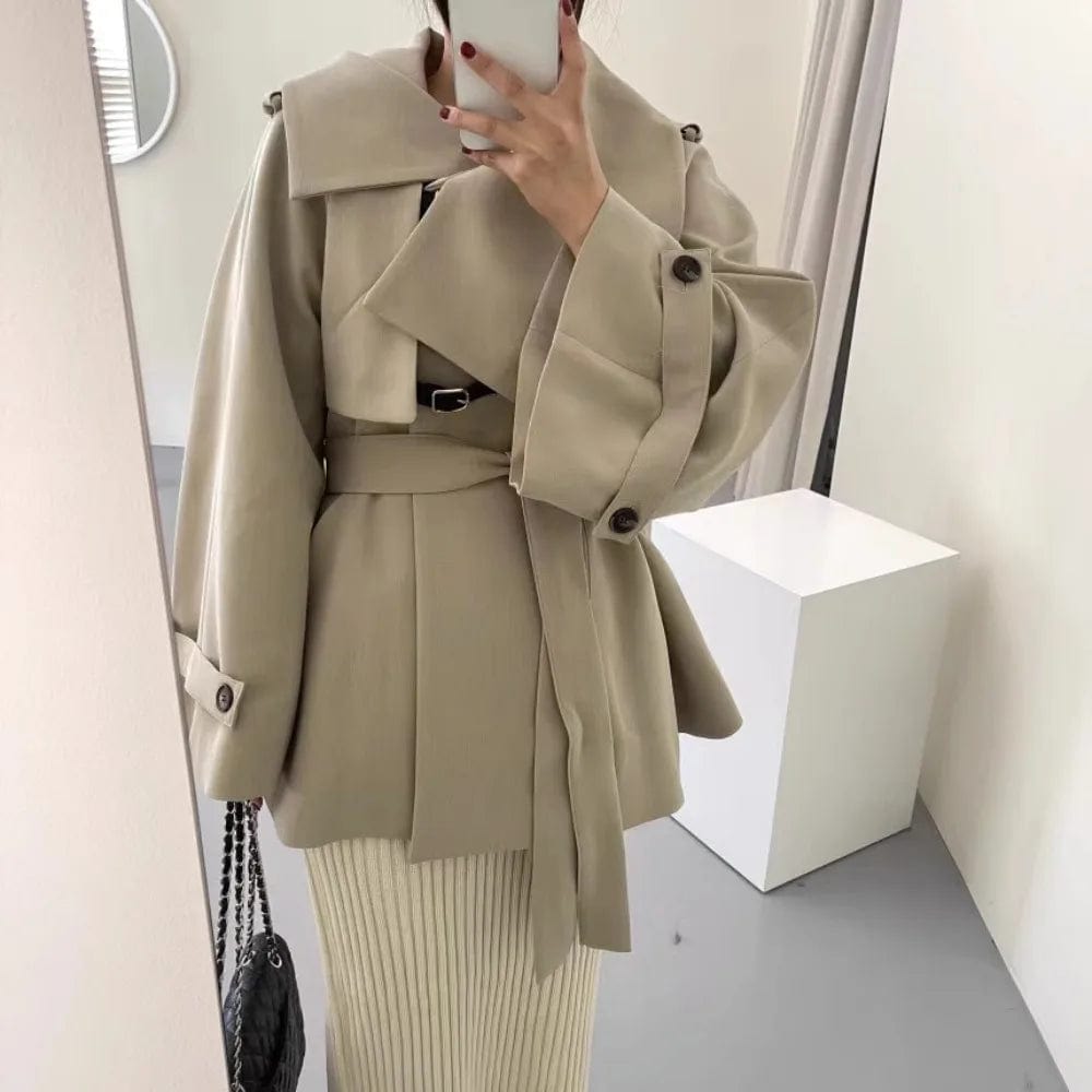 Lunaria Women Coat Khaki / One Size Maleah Belted Oversized Trench Jacket For Women