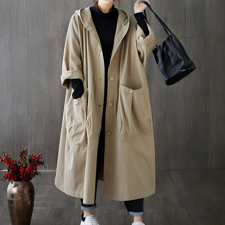 Lunaria Women Coat Khaki / One size Merrill Oversized Hooded Trench Coat For Women