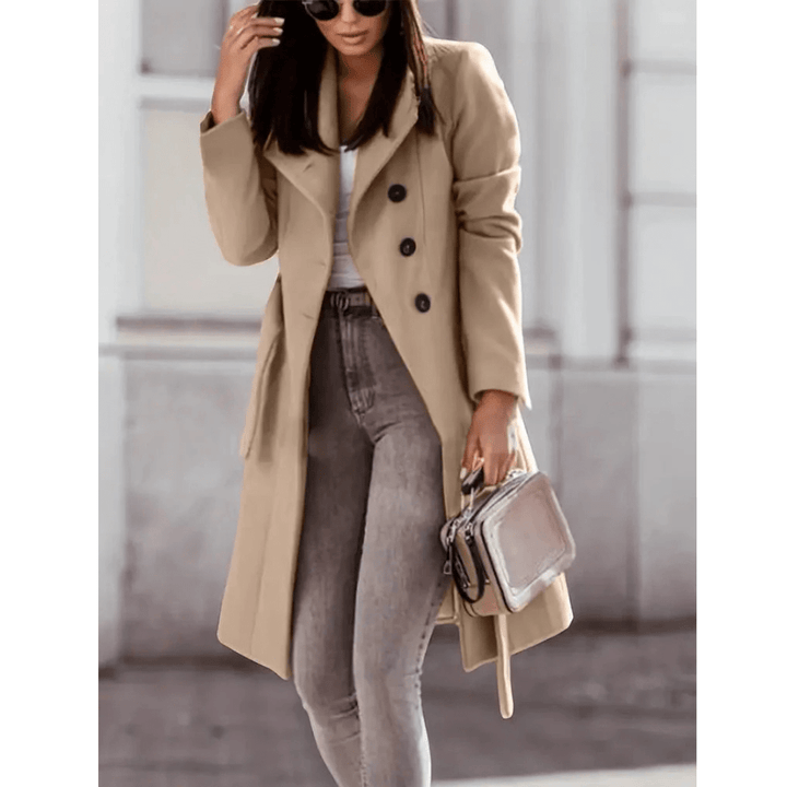 Lunaria Women Coat Khaki / S Coretta Long Warm Trench Coat