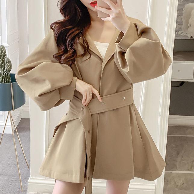 Lunaria Women Coat Khaki / XS Luella Belted Puff Sleeve Trench Coat