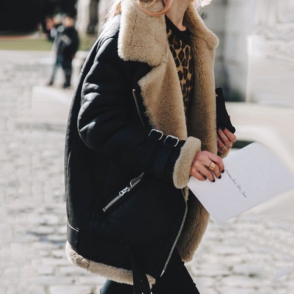 Lunaria Women Coat Kristen Fleece Lined Aviator Overcoat For Women