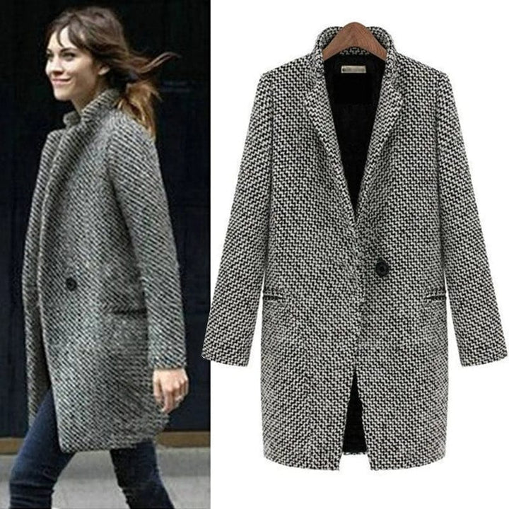 Lunaria Women Coat Larkin Structured Wool Style Coat With Classic Pattern