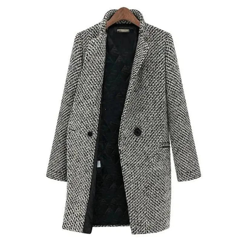 Lunaria Women Coat Larkin Structured Wool Style Coat With Classic Pattern