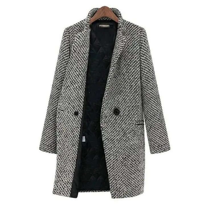 Lunaria Women Coat Larkin Structured Wool Style Coat With Classic Pattern