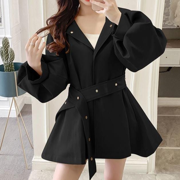 Lunaria Women Coat Luella Belted Puff Sleeve Trench Coat