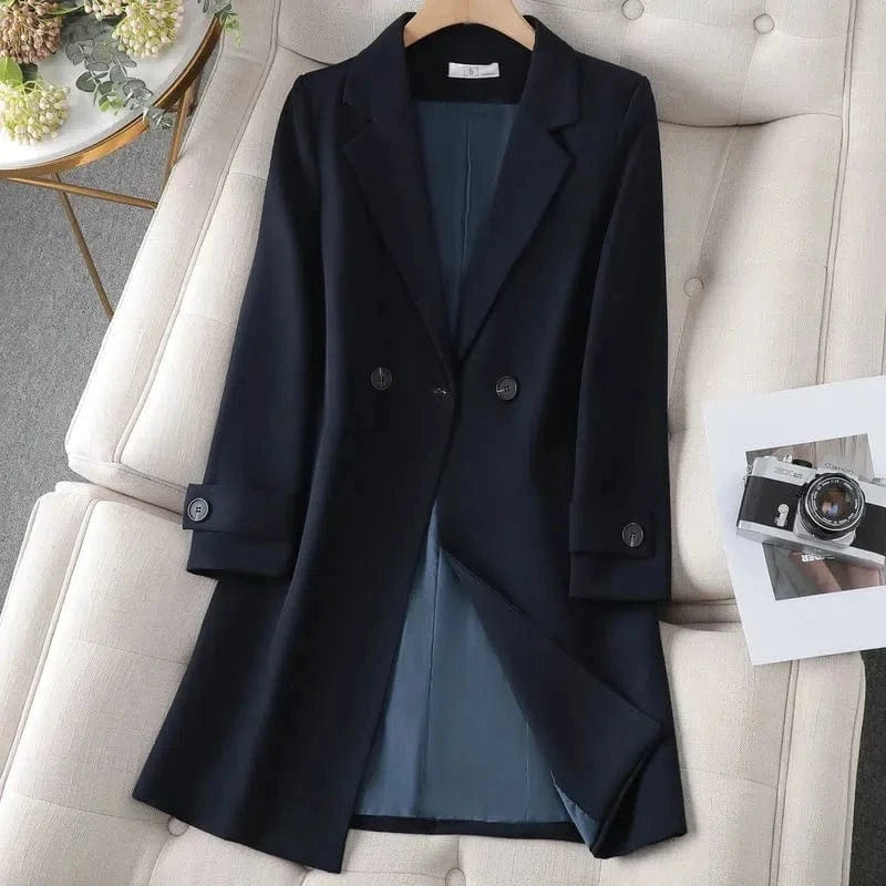 Lunaria Women Coat Navy Blue / S Madalyn Elegant Double-Breasted Blazer Coat