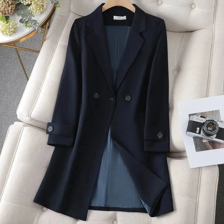 Lunaria Women Coat Navy Blue / S Madalyn Elegant Double-Breasted Blazer Coat