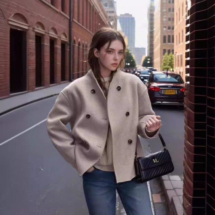 Lunaria Women Coat Philippa Minimalist Collarless Short Coat