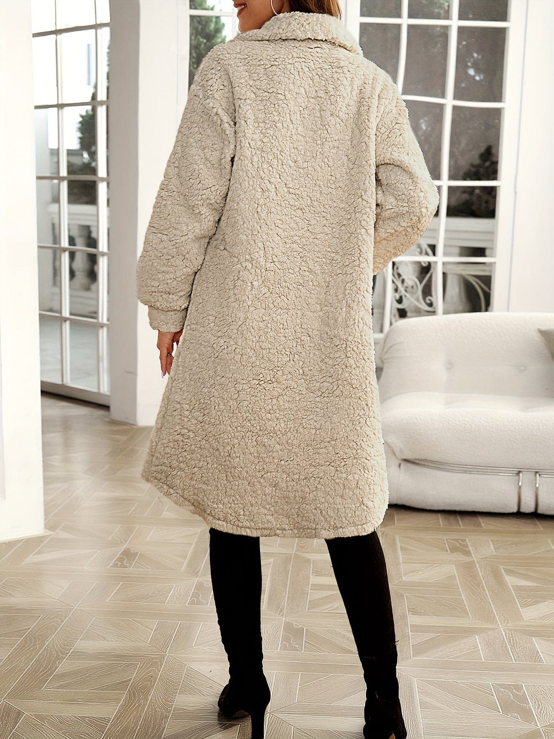 Lunaria Women Coat Tate Long Teddy Faux Fur Coat For Winter Warmth