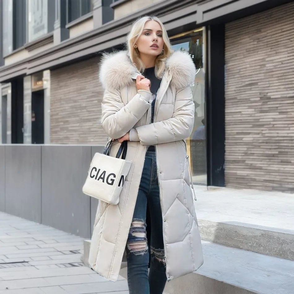 Lunaria Women Coat White / M Christina Long Puffer Coat For Women