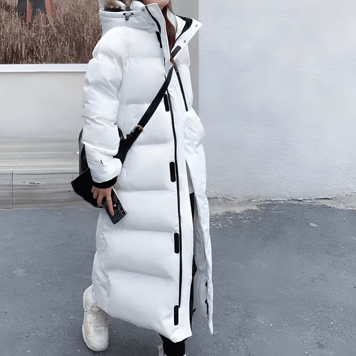 Lunaria Women Coat White / S Tierney Long Puffer Coat With Insulated Design