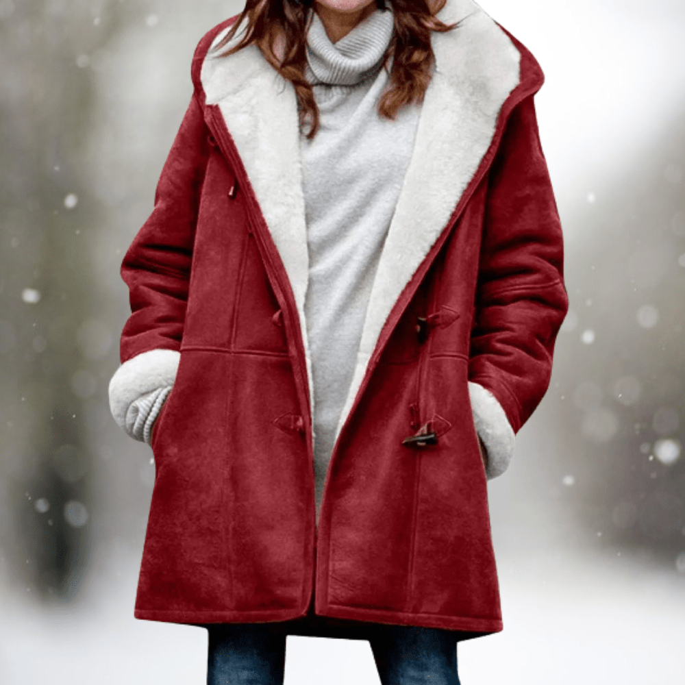 Lunaria Women Coat Wine Red / S Nyra Faux Shearling Button-Front Coat