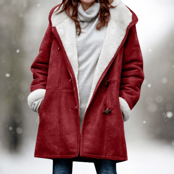 Lunaria Women Coat Wine Red / S Nyra Faux Shearling Button-Front Coat