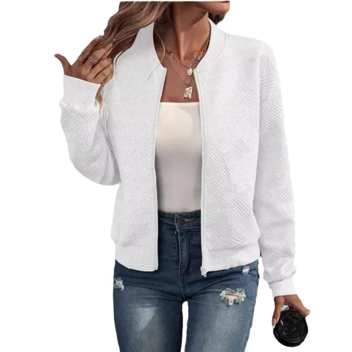 Lunaria Women Jacket Alani Textured Zip Free Bomber Jacket
