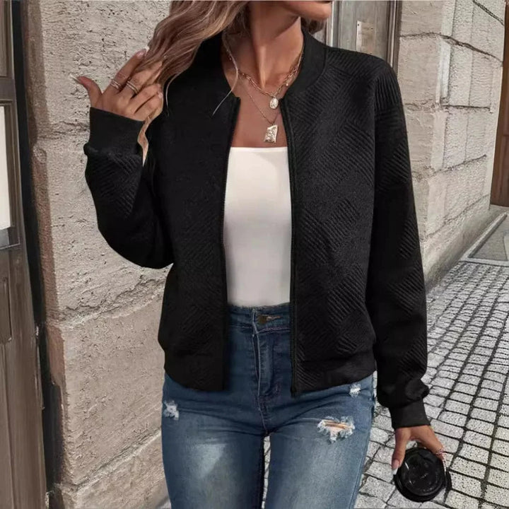 Lunaria Women Jacket Alani Textured Zip Free Bomber Jacket
