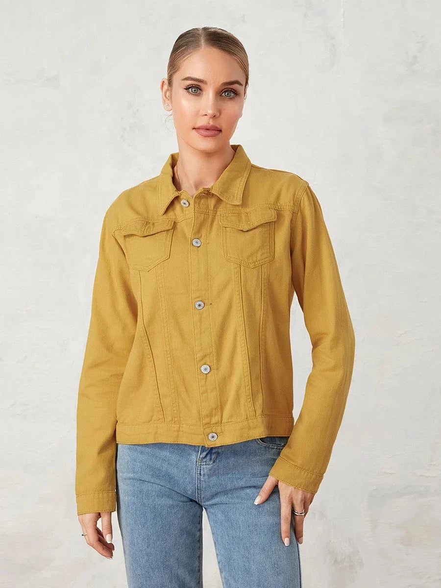 Lunaria Women Jacket Alicia Classic Cotton Button Down Denim Jacket