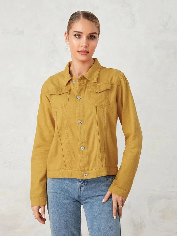 Lunaria Women Jacket Alicia Classic Cotton Button Down Denim Jacket