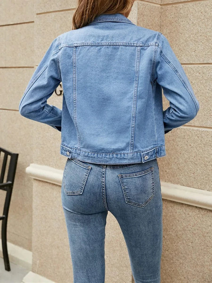 Lunaria Women Jacket Alicia Classic Cotton Button Down Denim Jacket