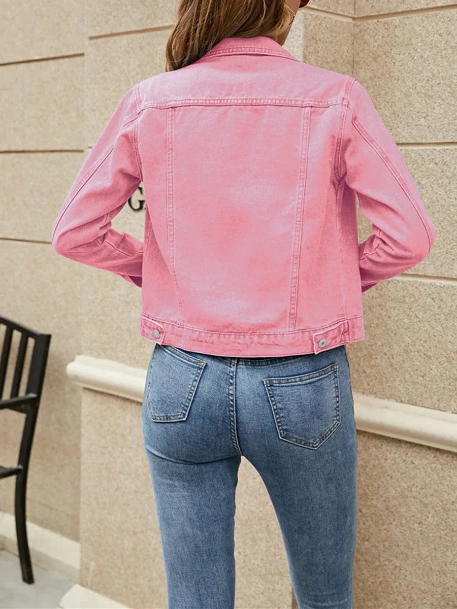 Lunaria Women Jacket Alicia Classic Cotton Button Down Denim Jacket