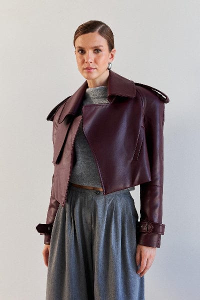 Lunaria Women Jacket Andrea Cropped Faux Leather Jacket