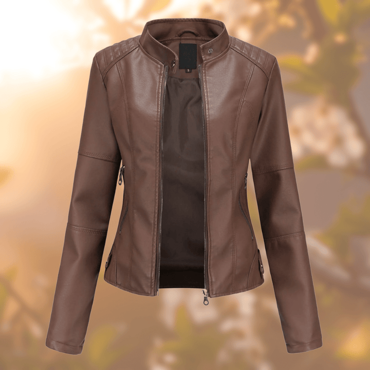 Lunaria Women Jacket Ashley Slim Fit Faux Leather Moto Jacket
