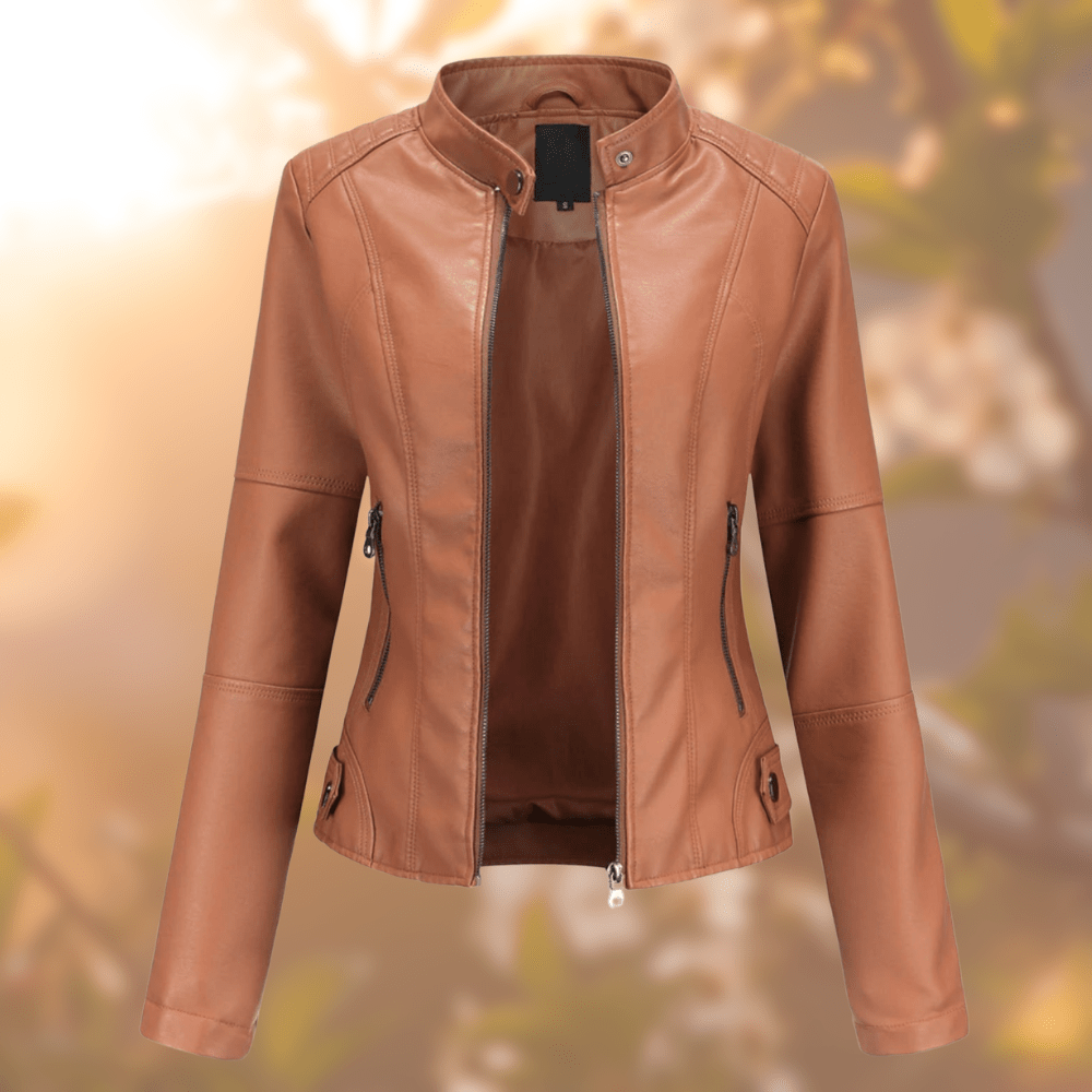 Lunaria Women Jacket Ashley Slim Fit Faux Leather Moto Jacket