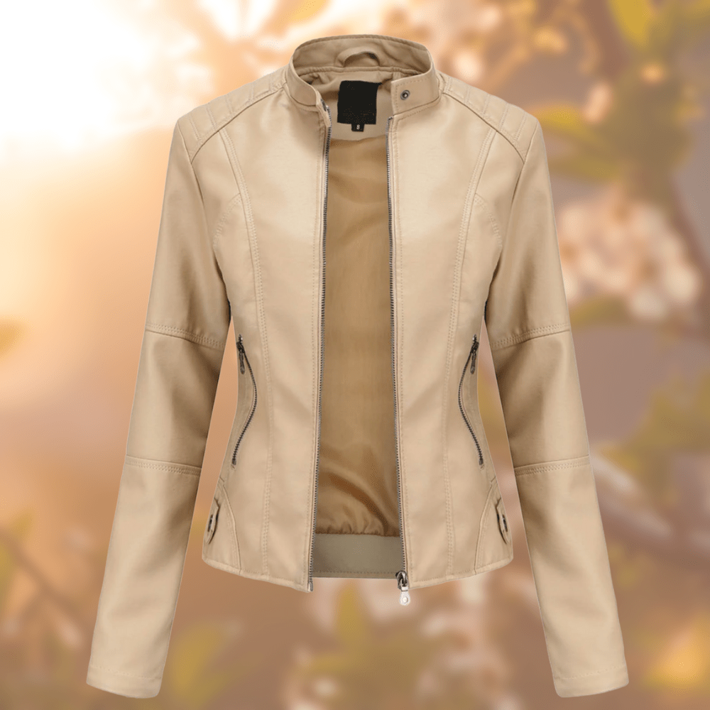 Lunaria Women Jacket Ashley Slim Fit Faux Leather Moto Jacket
