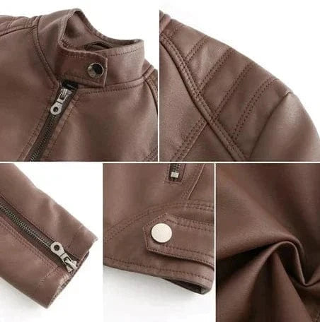 Lunaria Women Jacket Ashley Slim Fit Faux Leather Moto Jacket
